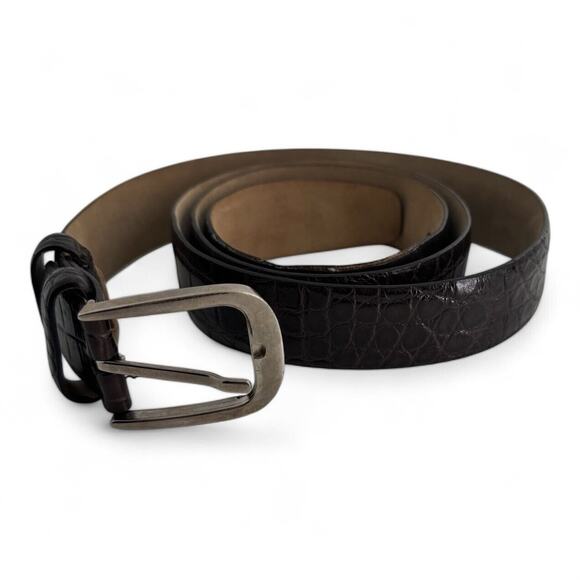 Cesare Attolini Brown Alligator Belt Size 44 110cm (NEEDS REPAIR) - Picture 2 of 11